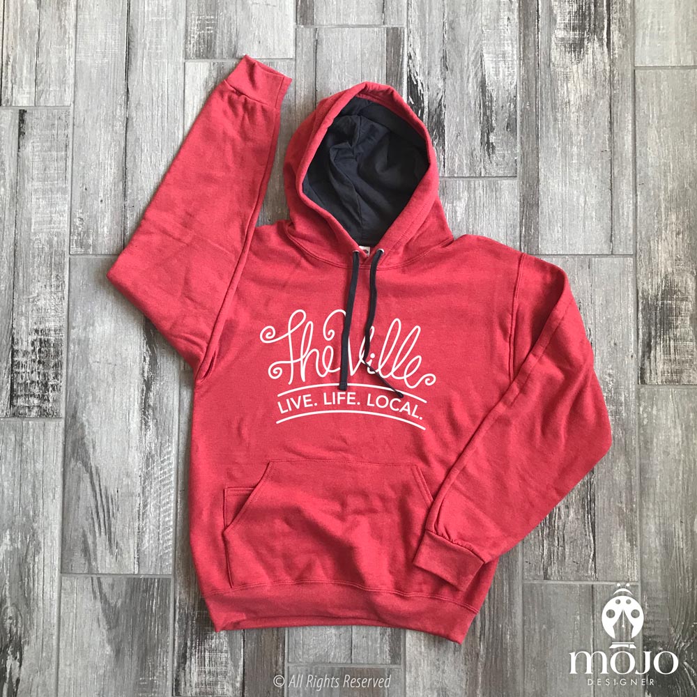 Red Hoodie - The Ville - Live. Life. Local. - Mojo Designer